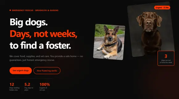 Emergency dog rescue website