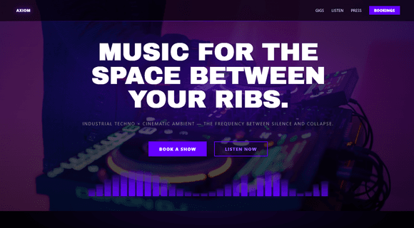 DJ website template homepage