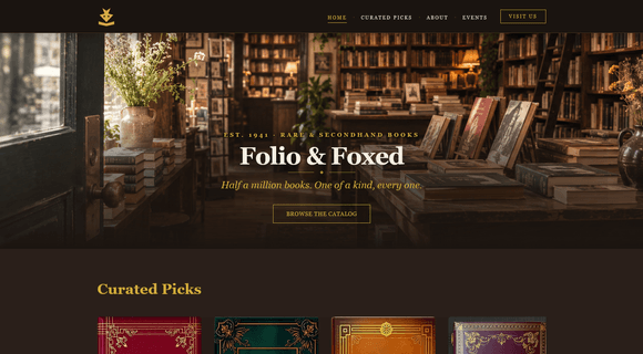 Vintage bookstore website template