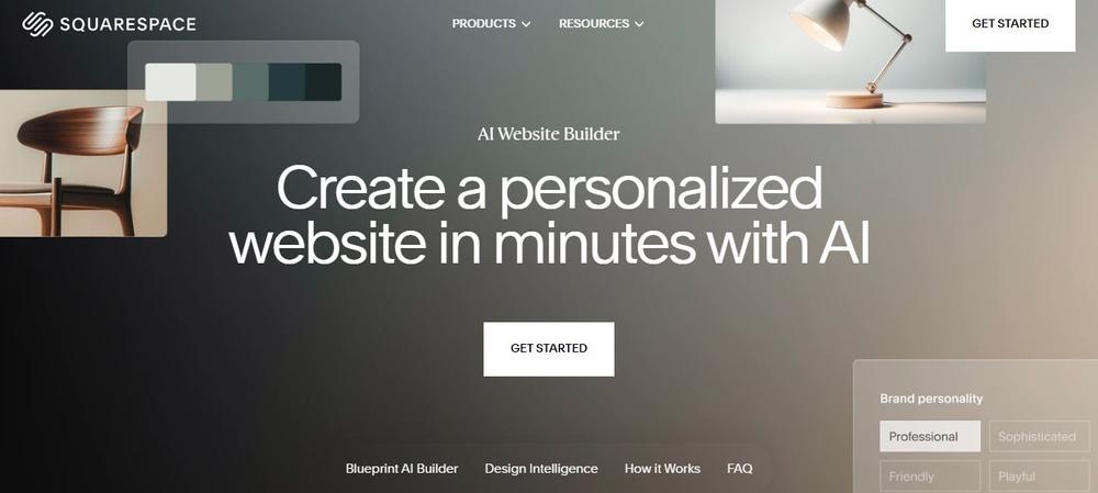 Screenshot of Squarespace’s homepage
