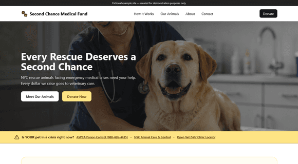 Emergency pet donation website