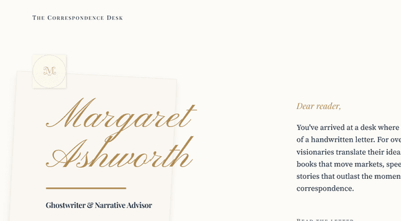 Letterhead-style personal website template 