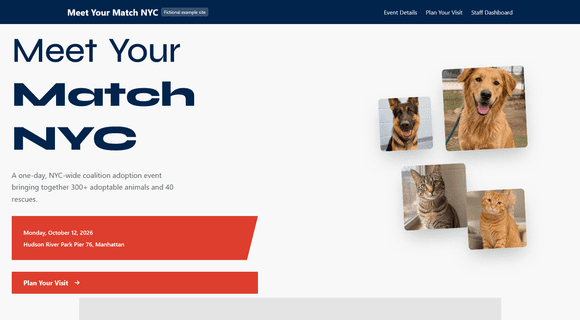 Pet adoption event website