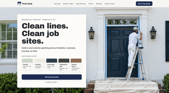 Painter website template homepage