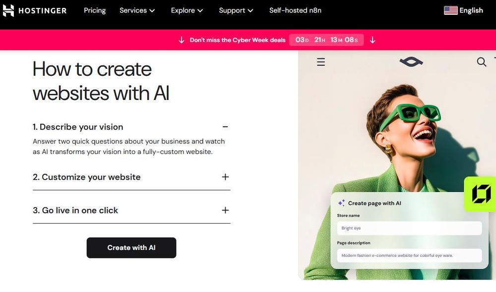 Screenshot of Hostinger’s homepage