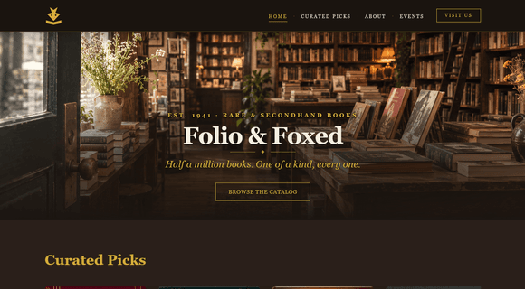 Vintage bookstore website template