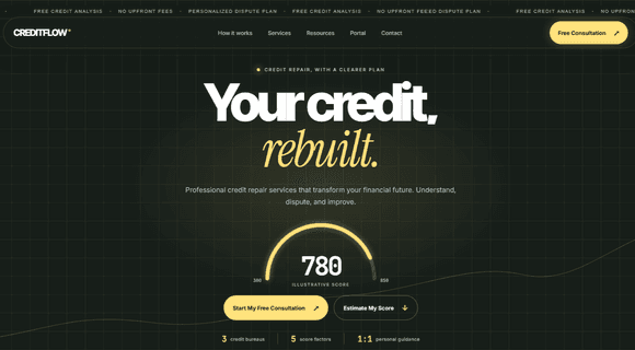Credit repair website template homepage
