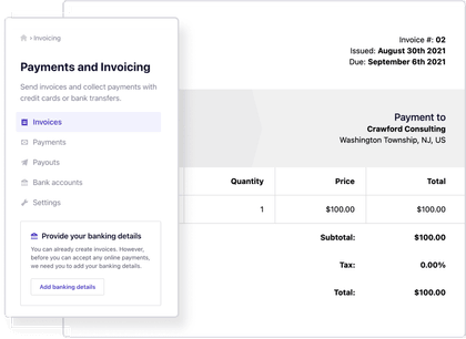 An invoice a client can view and pay online through B12