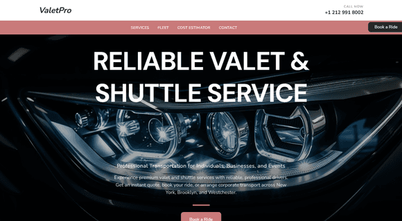 Valet and shuttle service website template