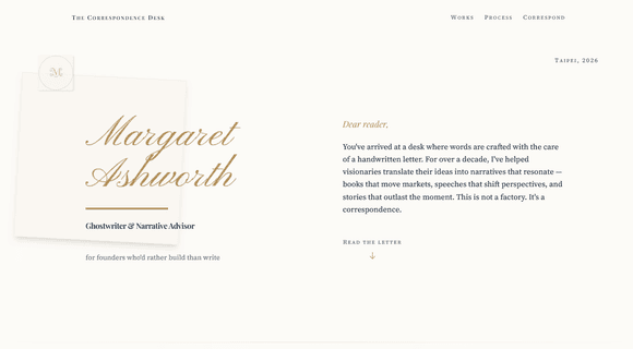Personal website template homepage
