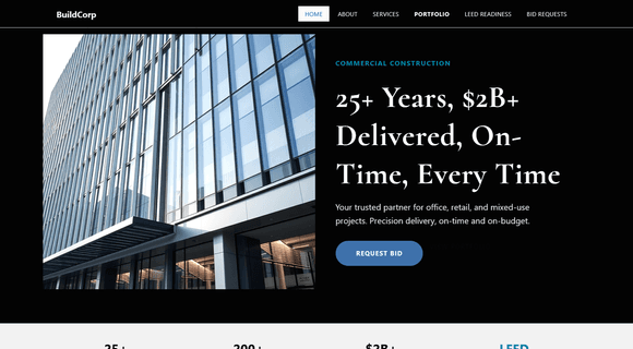 Commercial construction website