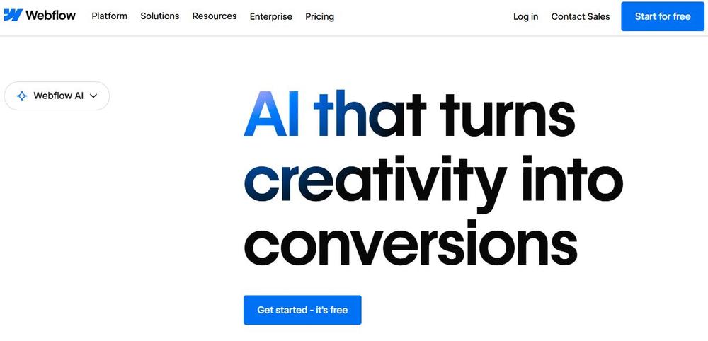 Screenshot of Webflow’s homepage