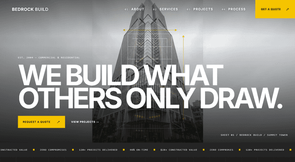 Construction company website template homepage