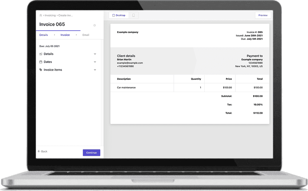 Payments & invoicing built into your website