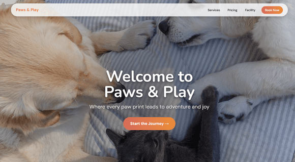 Pet boarding & pet sitting website template homepage
