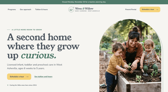 Childcare website template homepage