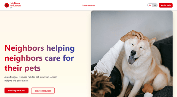 Multilingual pet resource website