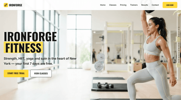 Gym and fitness studio website